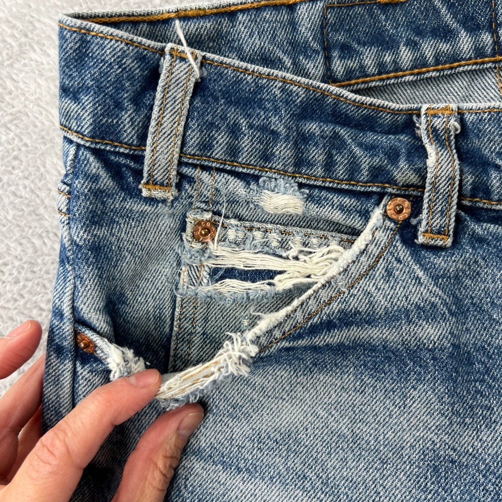 Levi's Orange Tab 505 Straight Leg 36x28 Blue Vintage Distressed Whisker Fade - Picture 8 of 16